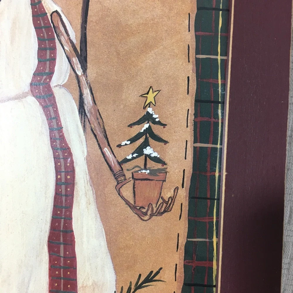 Rustic‎ Snowman Winter Garden Scene Picture